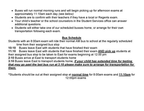 Busing Information Busing Information